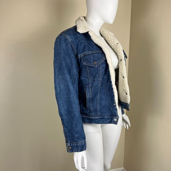 Levi’s San Fransisco Vintage Unisex Size XL Denim Sherpa Trucker Jean Jacket USA - Picture 6 of 16